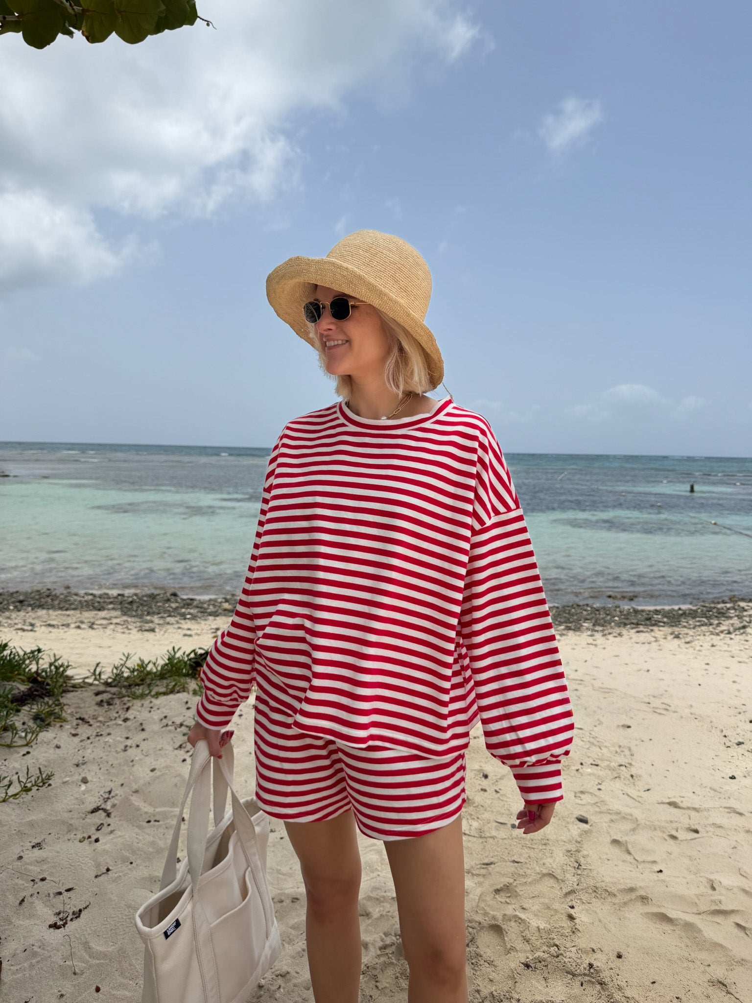 Daily Lightweight Cotton Striped Shorts in Red - Neutral Ground