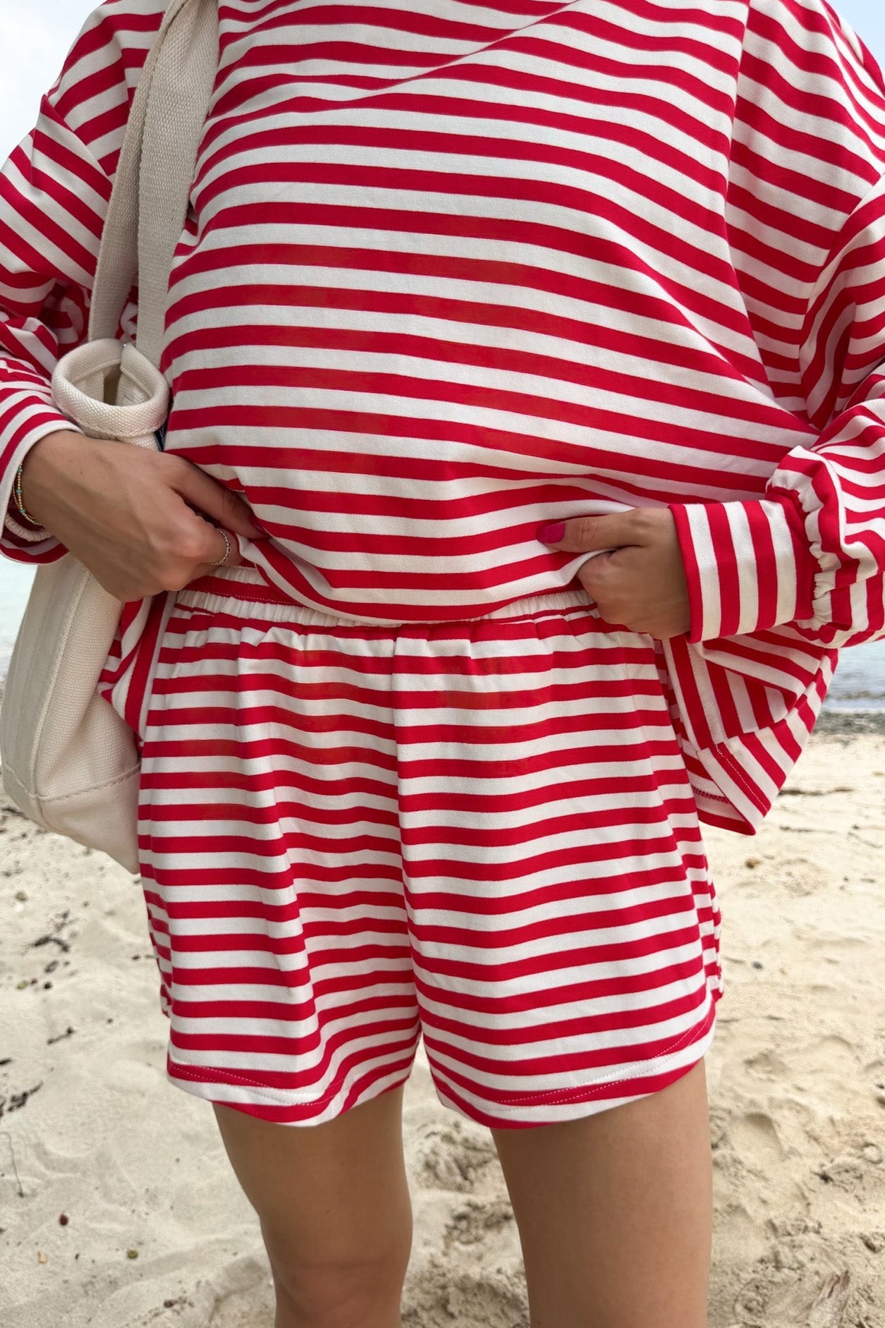 Daily Lightweight Cotton Striped Shorts in Red - Neutral Ground