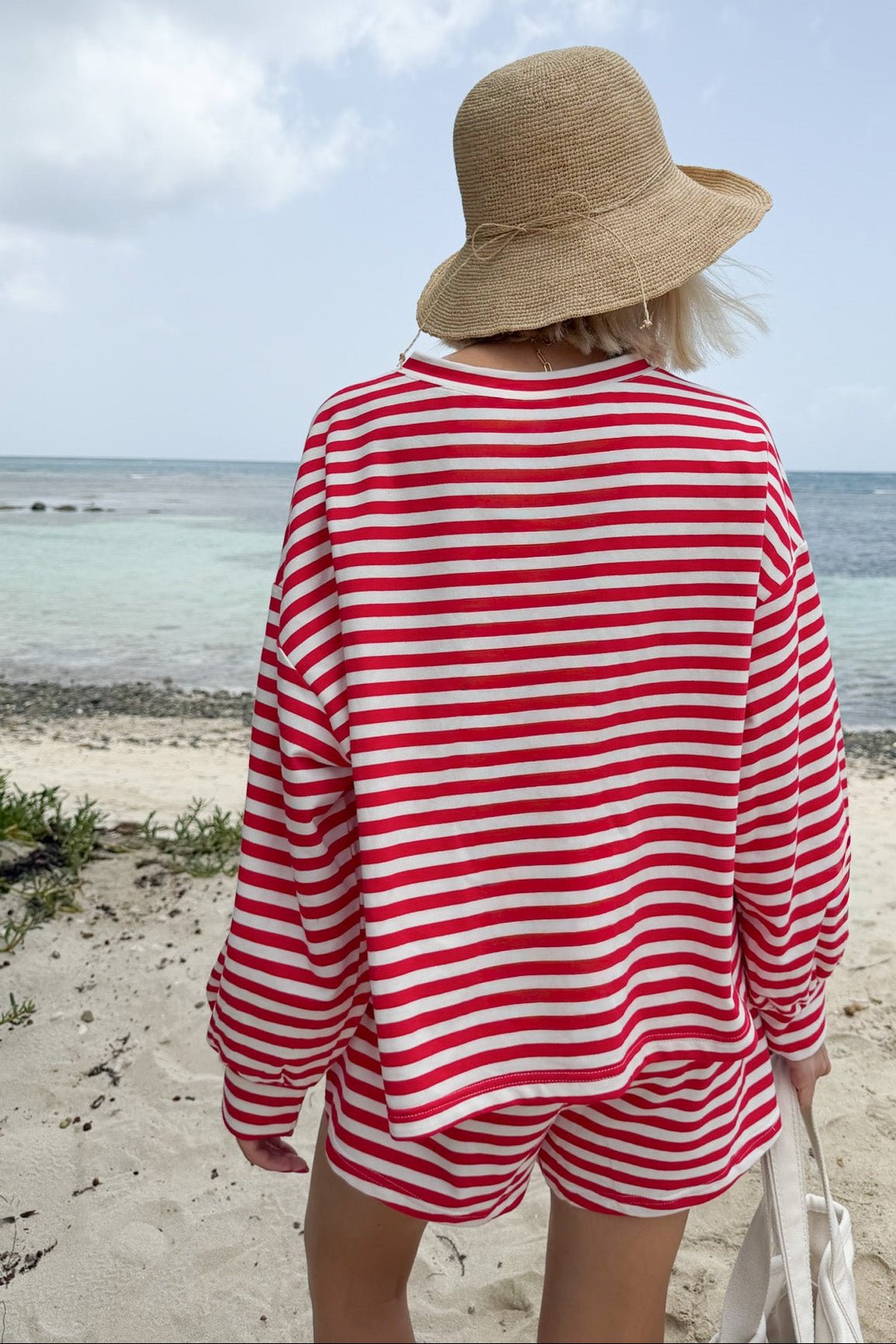 Daily Lightweight Cotton Striped Top in Red - Neutral Ground