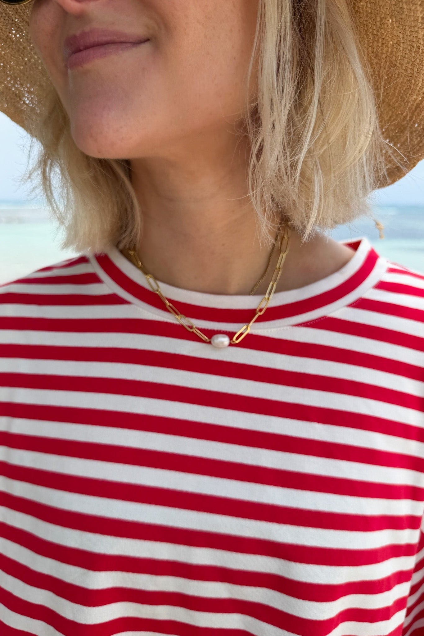 Daily Lightweight Cotton Striped Top in Red - Neutral Ground