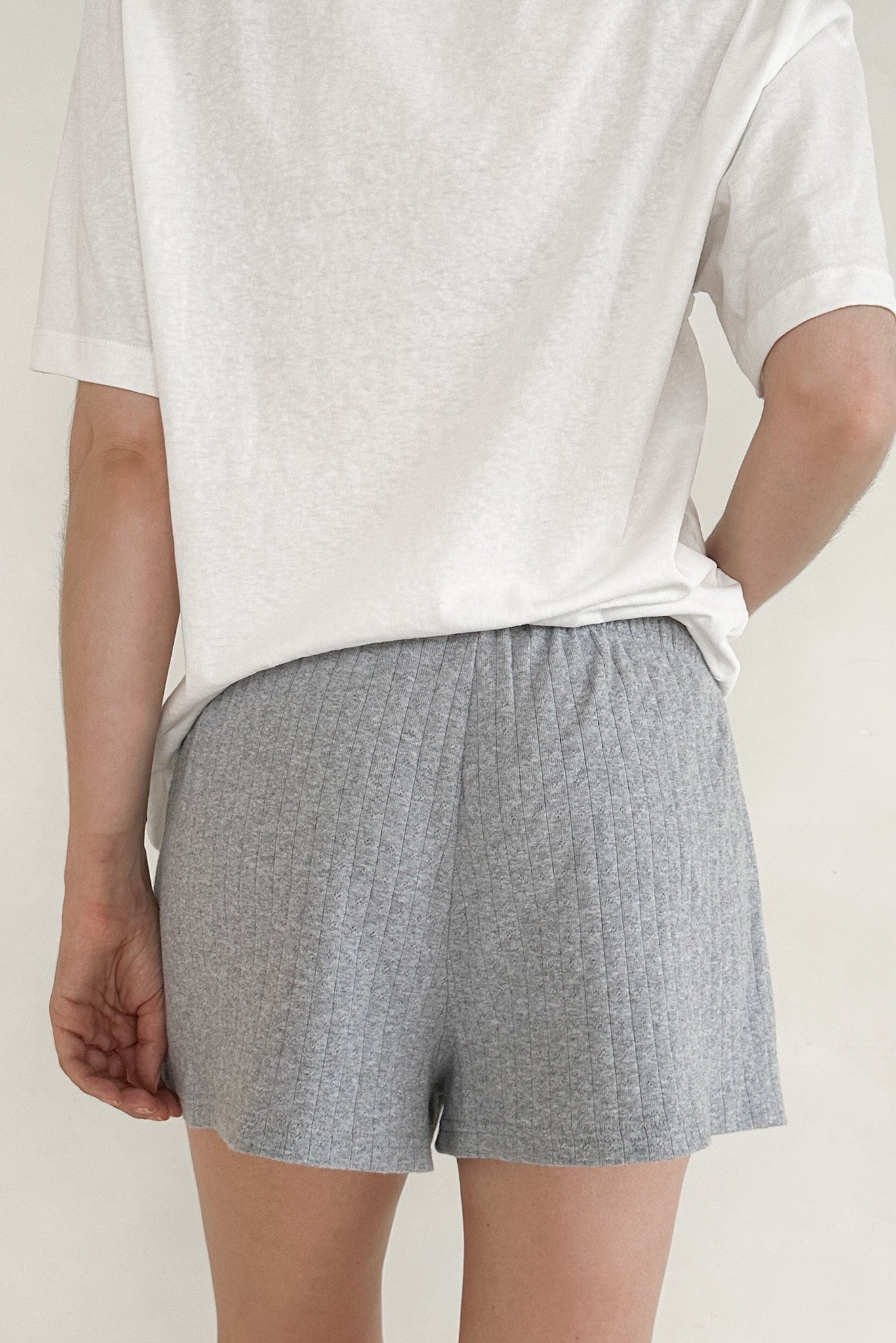 Daisy Pointelle Ribbed Knit Shorts - Neutral Ground