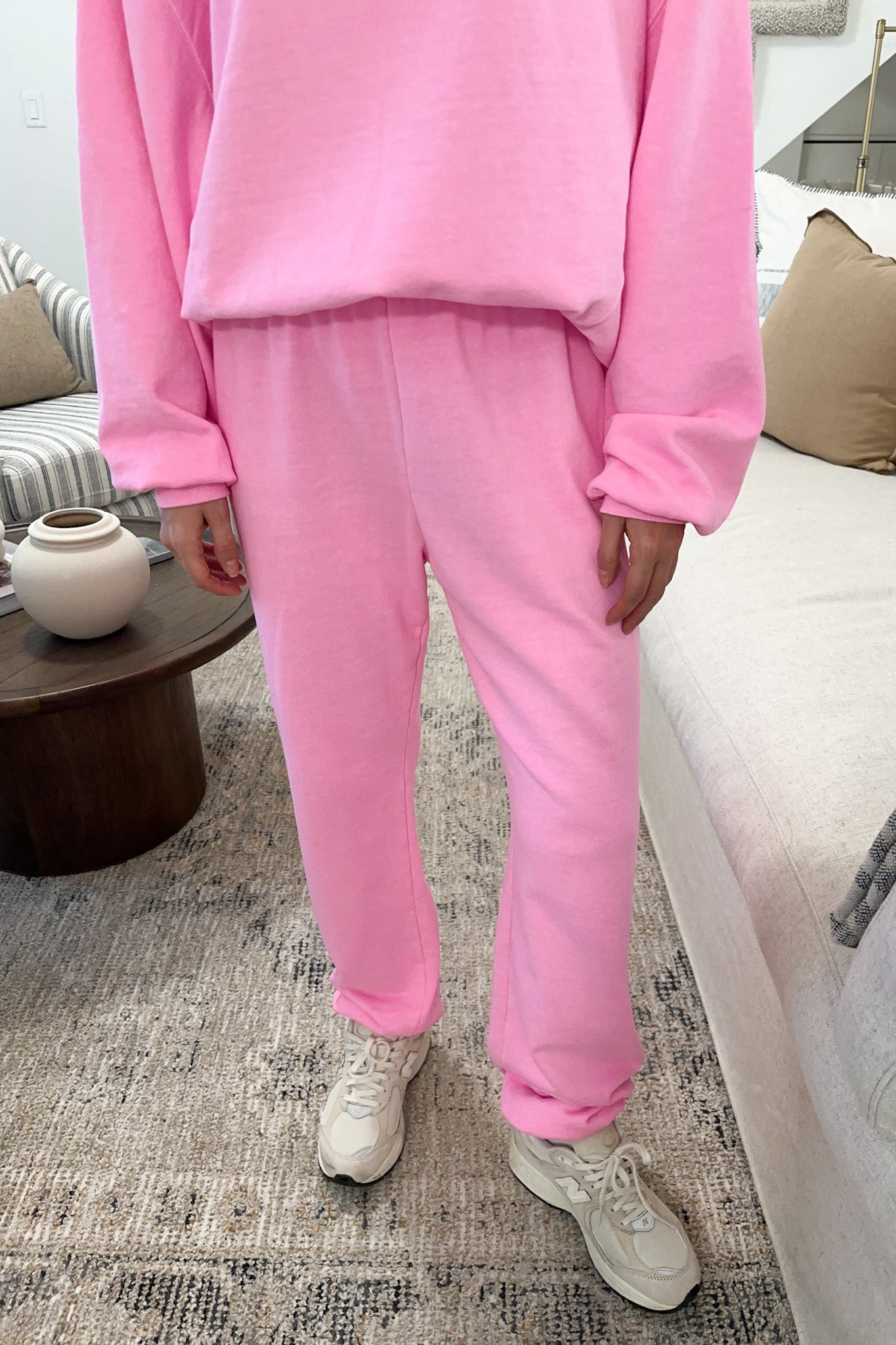 Dakota Organic Cotton Jogger Pants in Raspberry Cream - Neutral Ground