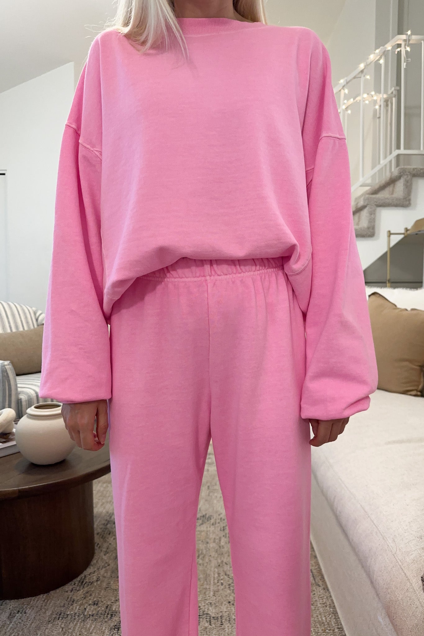 Dakota Organic Cotton Jogger Pants in Raspberry Cream - Neutral Ground