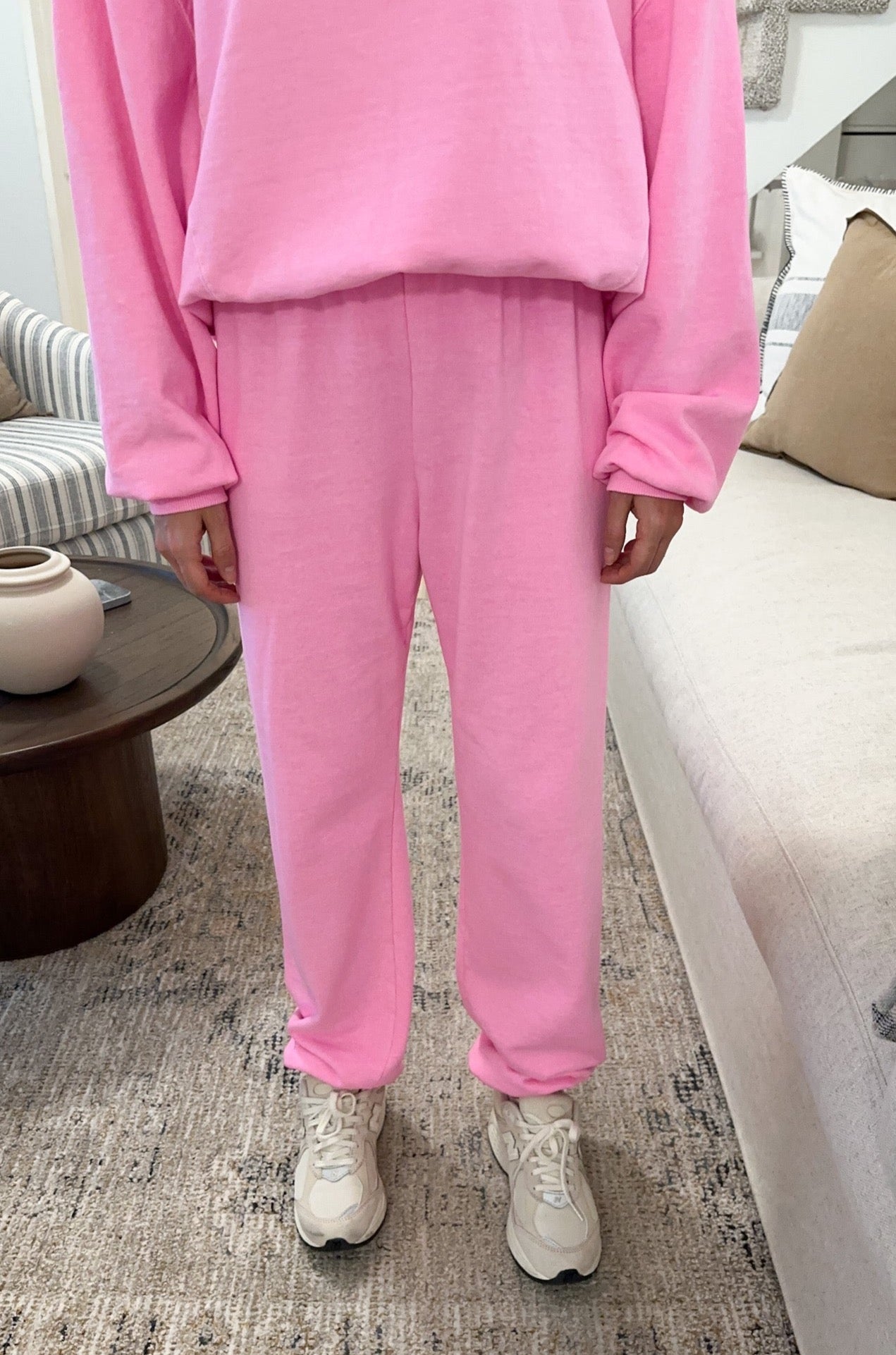 Dakota Organic Cotton Jogger Pants in Raspberry Cream - Neutral Ground