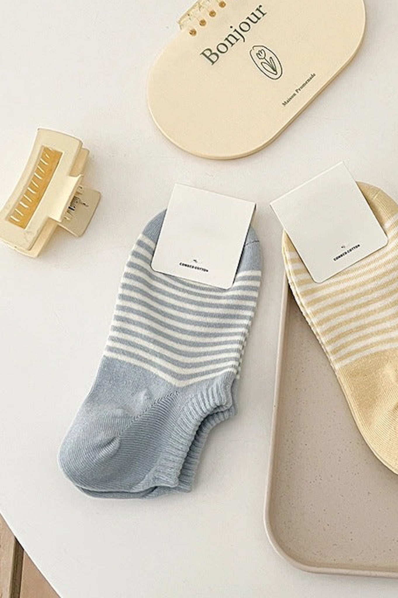 Dash Striped Ankle Socks in Blue - Neutral Ground