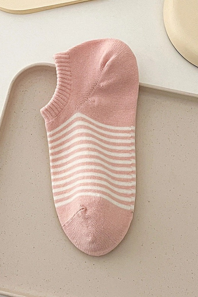 Dash Striped Ankle Socks in Pink - Neutral Ground