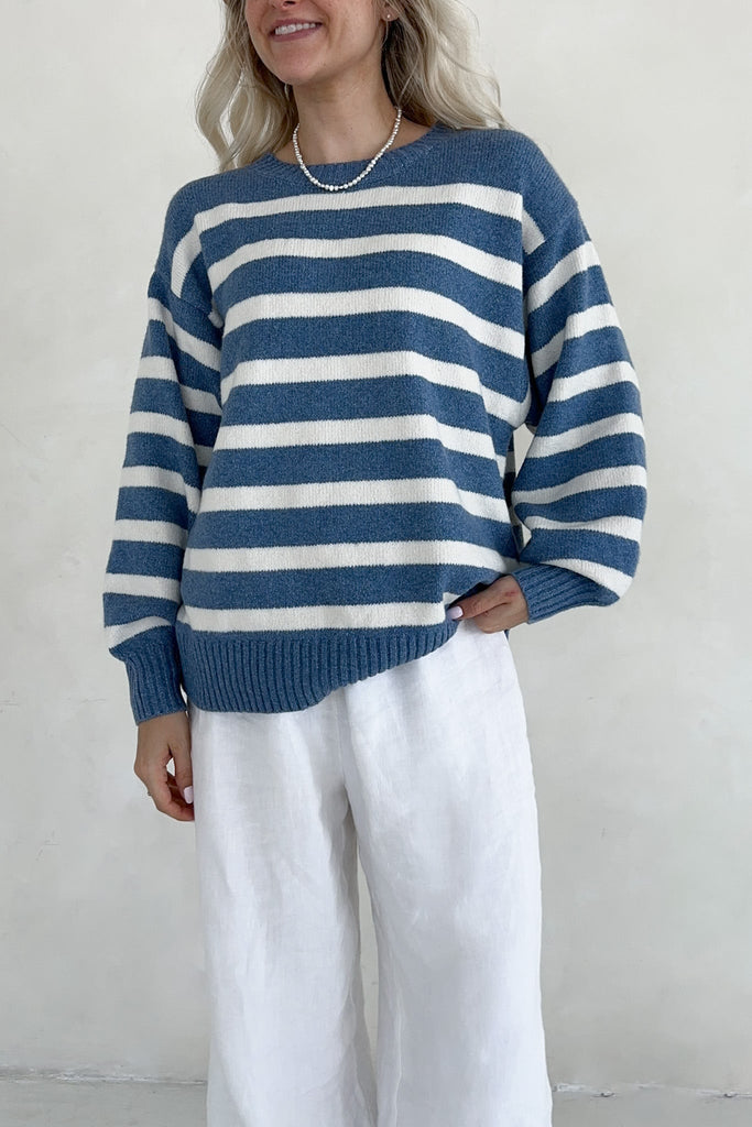 Davis Coastal Striped Sweater - Neutral Ground