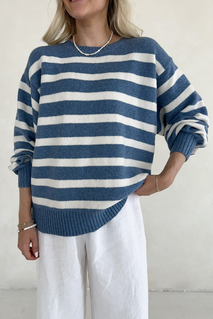 Davis Coastal Striped Sweater - Neutral Ground
