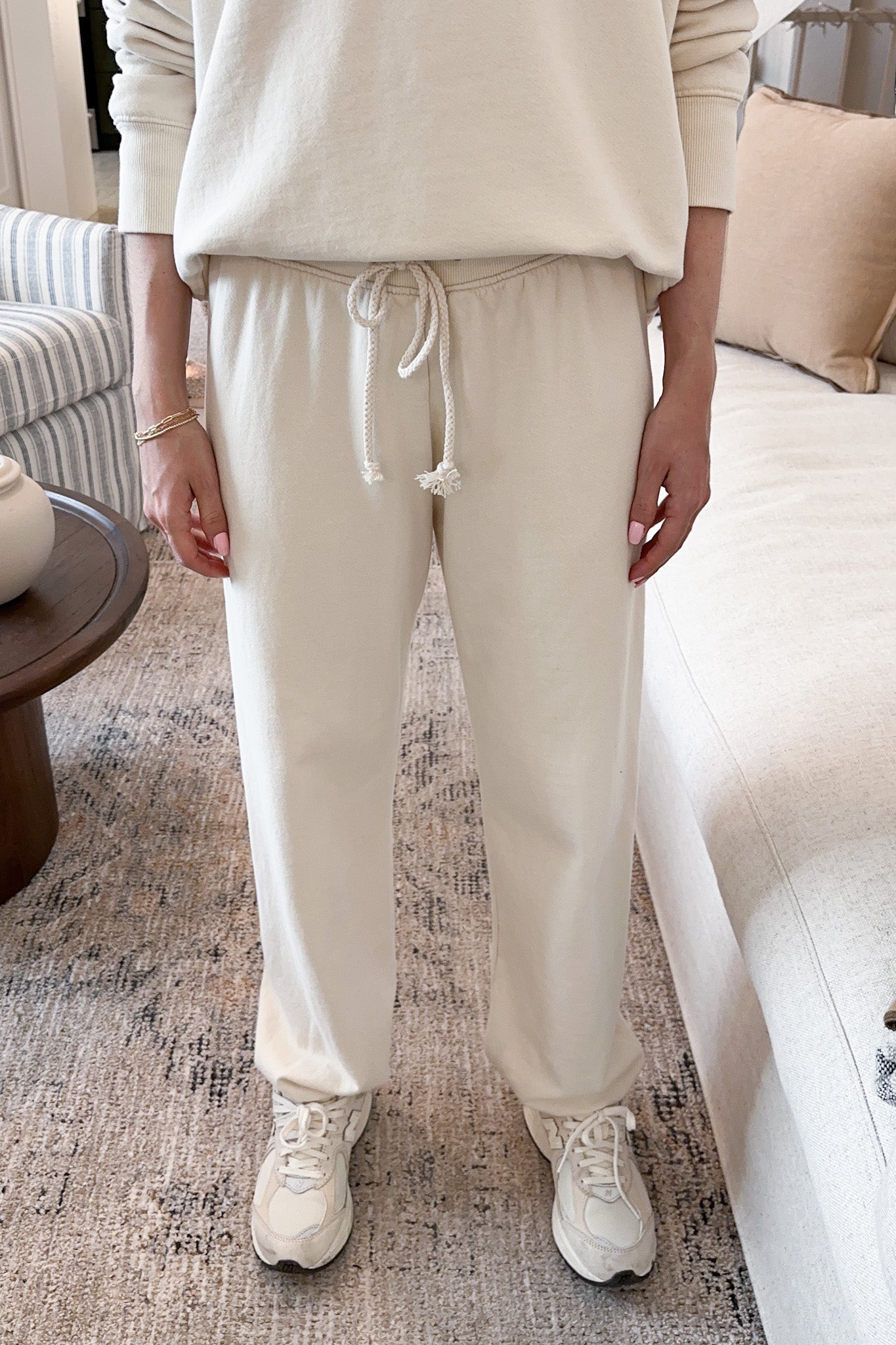 Daydreamer Organic Cotton Joggers in Natural - Neutral Ground