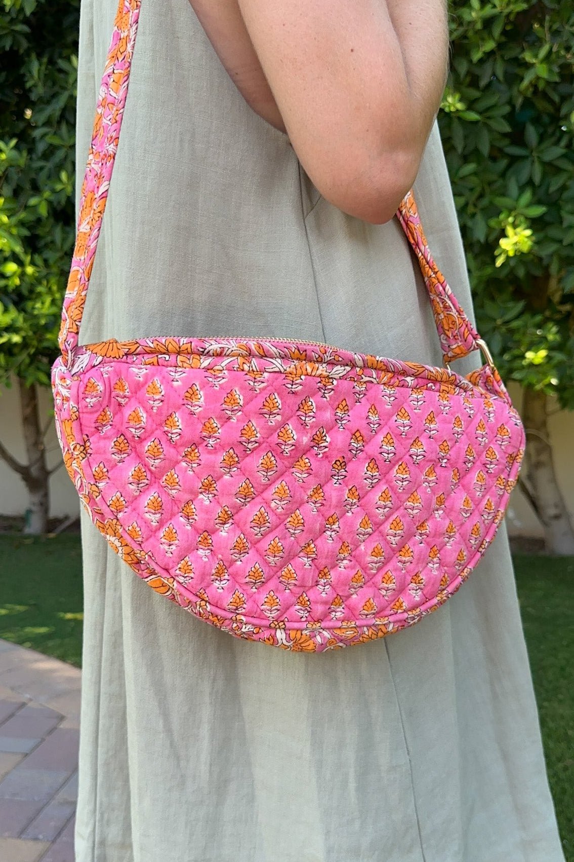 Daytrip Quilted Crossbody Bag in Pink and Orange - Neutral Ground
