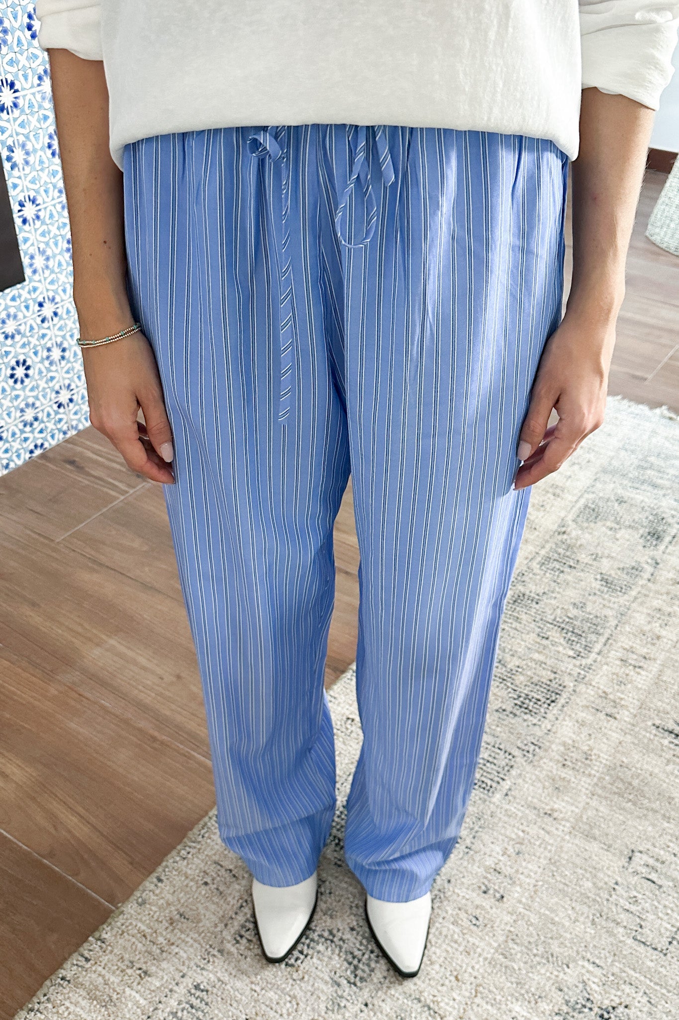 Deck The Halls Cotton Pants in Blue - Neutral Ground