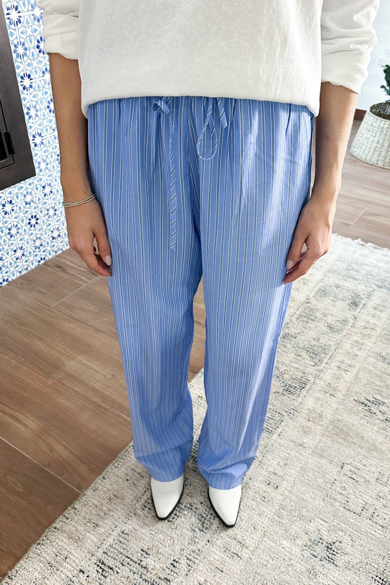 Deck The Halls Cotton Pants in Blue - Neutral Ground