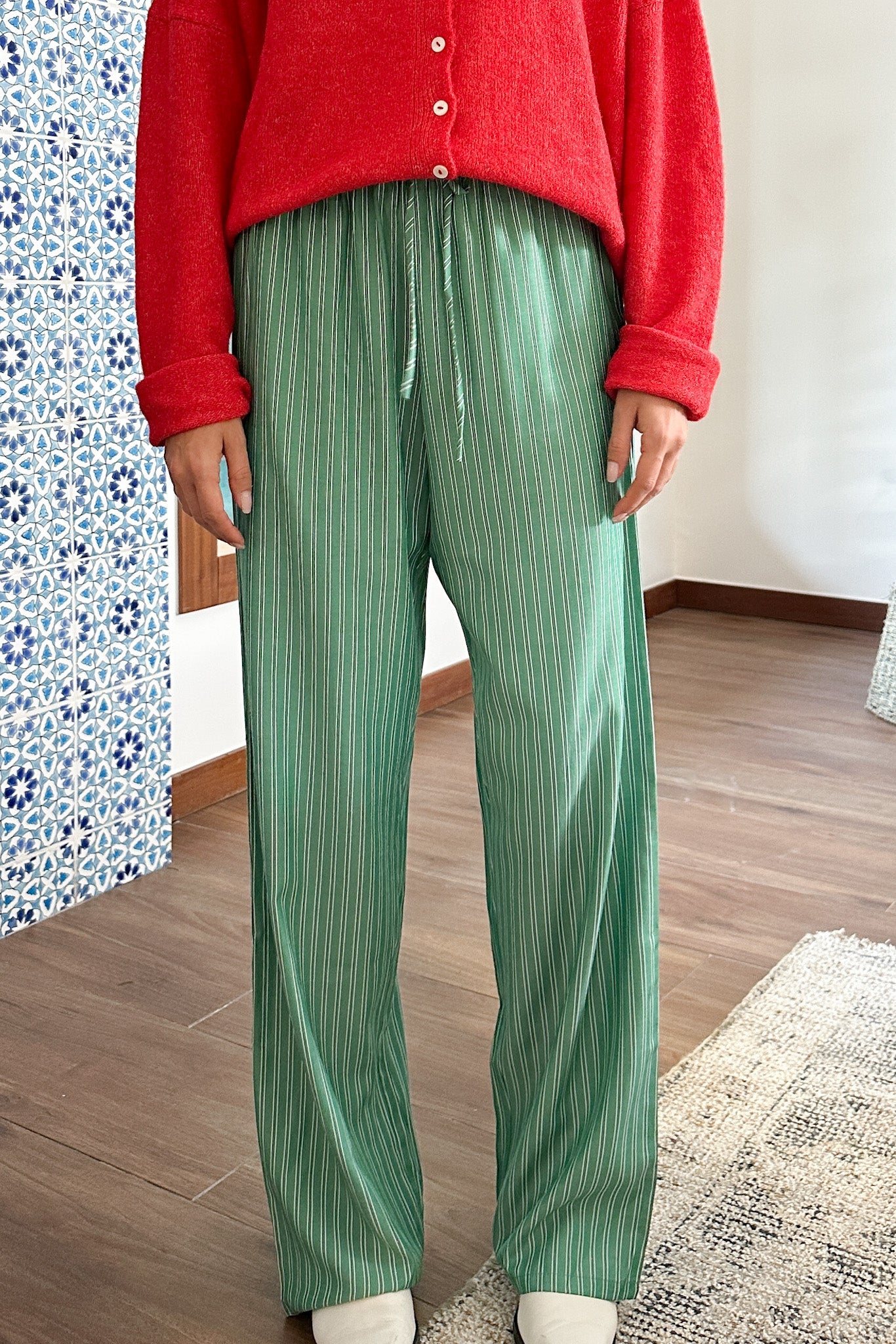 Deck The Halls Cotton Pants in Green - Neutral Ground