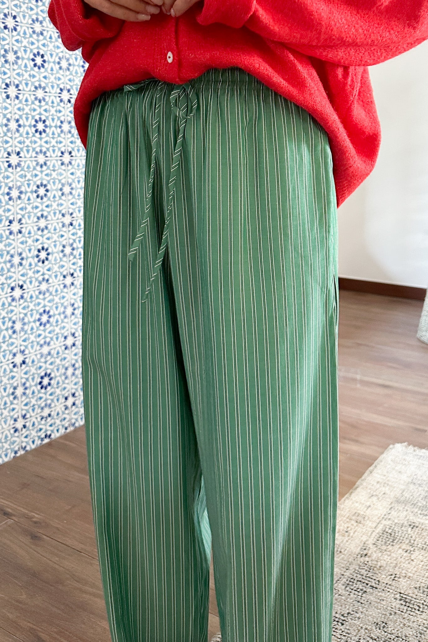 Deck The Halls Cotton Pants in Green - Neutral Ground