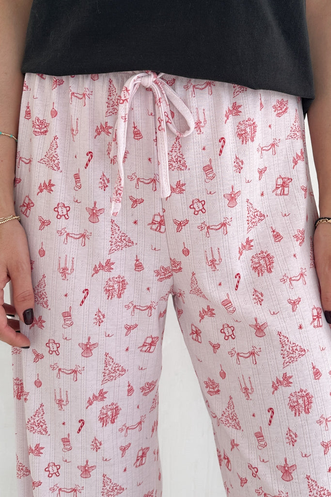 Deck The Halls Holiday Pattern Pants in Candy Red - Neutral Ground