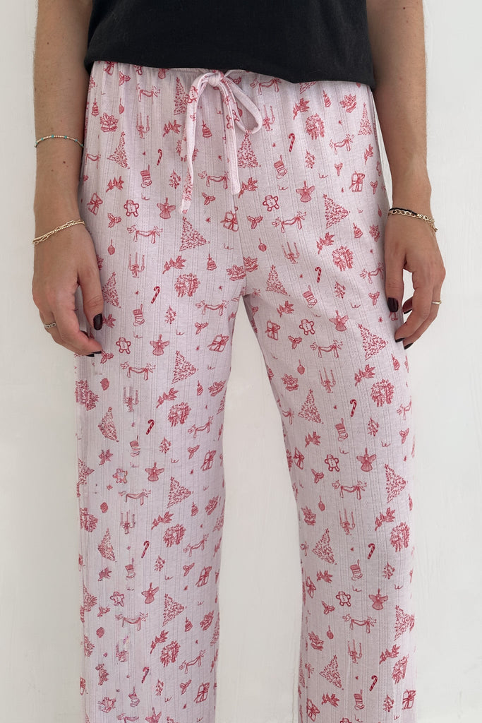 Deck The Halls Holiday Pattern Pants in Candy Red - Neutral Ground