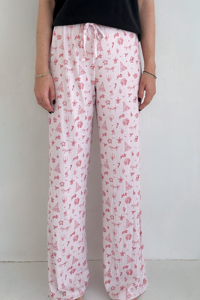 Deck The Halls Holiday Pattern Pants in Candy Red - Neutral Ground