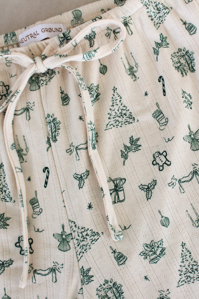 Deck The Halls Holiday Pattern Pants in Forrest Green - Neutral Ground