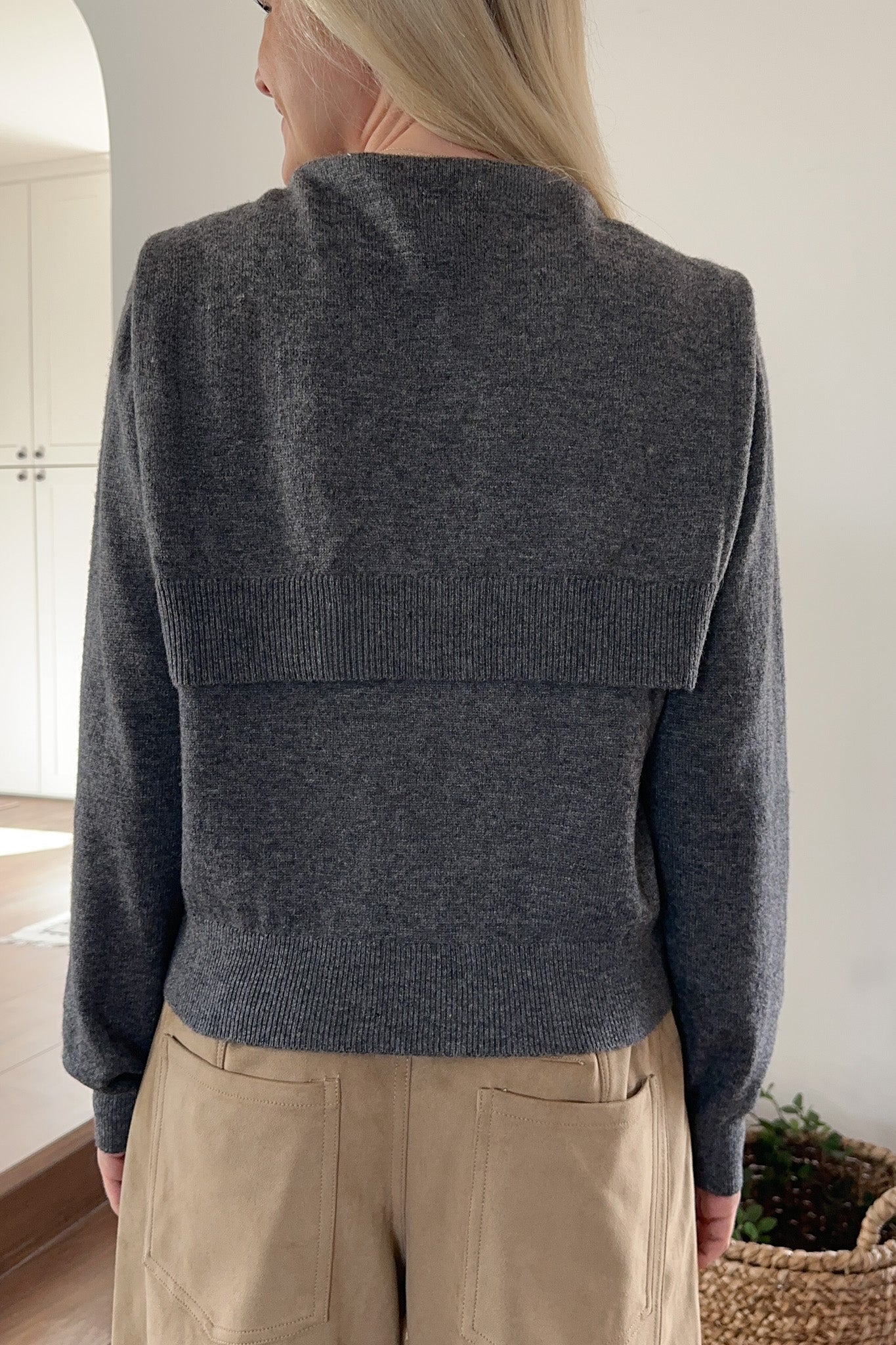 Delilah Round Neck Twofer Pullover Sweater - Neutral Ground