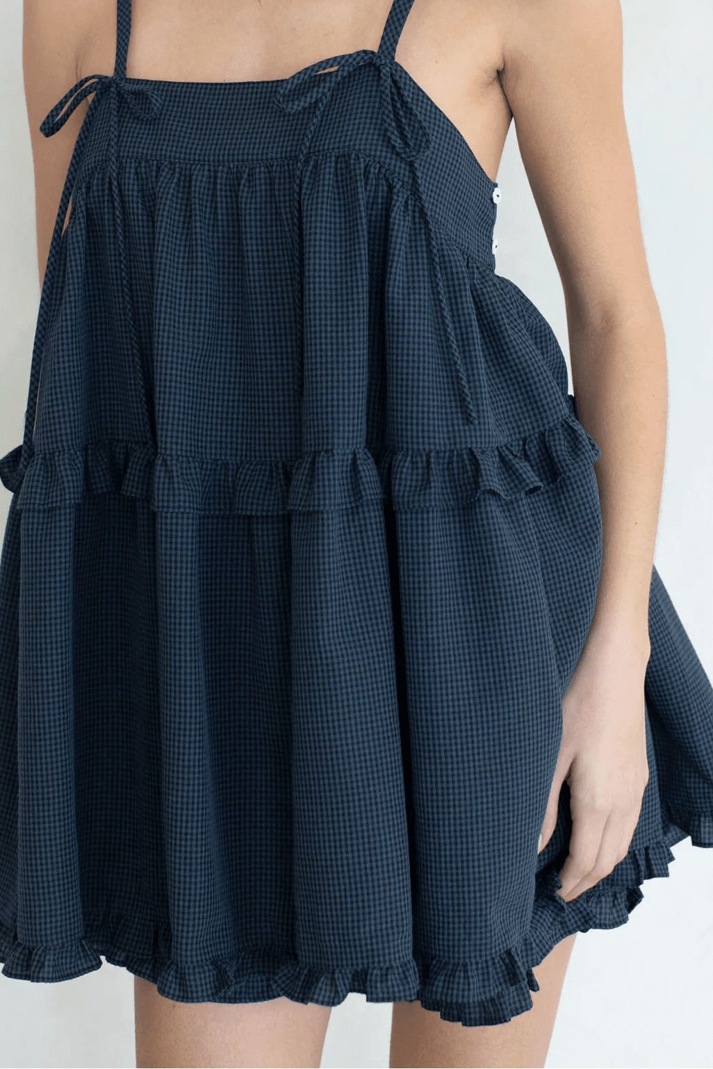 Dolly Gingham Ruffle Hem Shorts - Neutral Ground