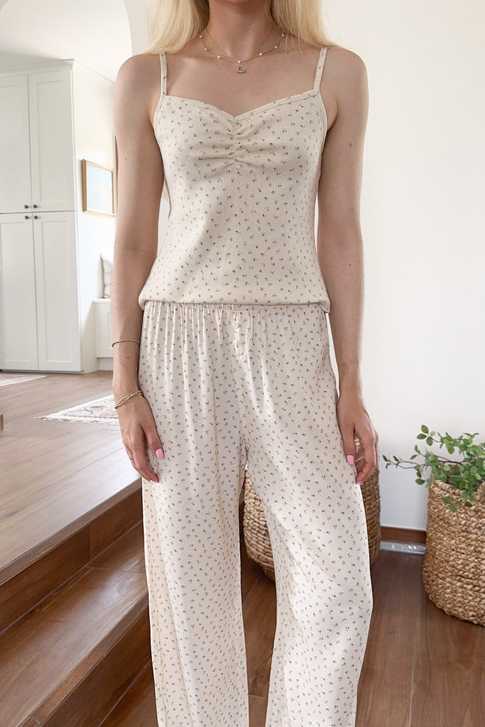 Dreamland Ditsy Floral Cozy Cami - Neutral Ground