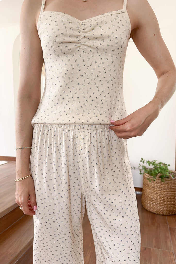 Dreamland Ditsy Floral Cozy Lounge Pants - Neutral Ground
