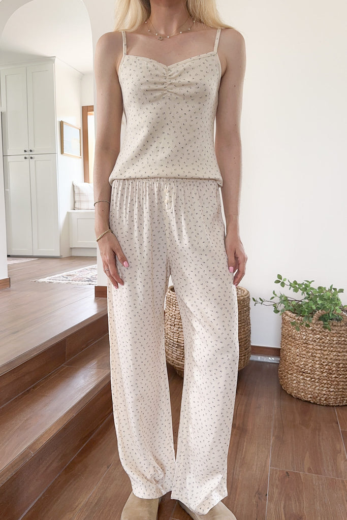 Dreamland Ditsy Floral Cozy Lounge Pants - Neutral Ground