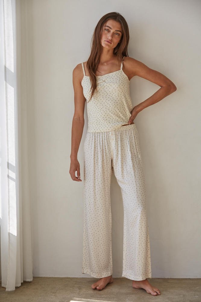 Dreamland Ditsy Floral Cozy Lounge Pants - Neutral Ground