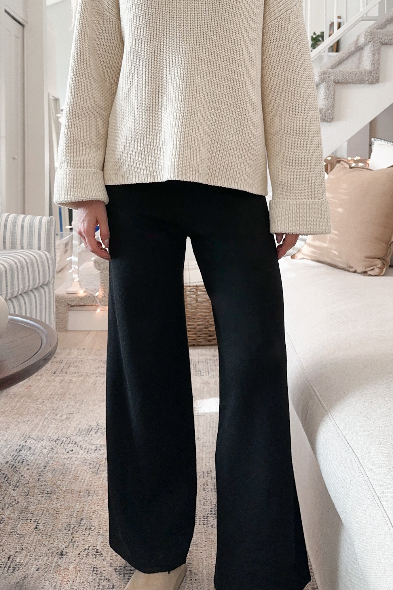 Dunes Straight Leg Sweater Pants in Black - Neutral Ground