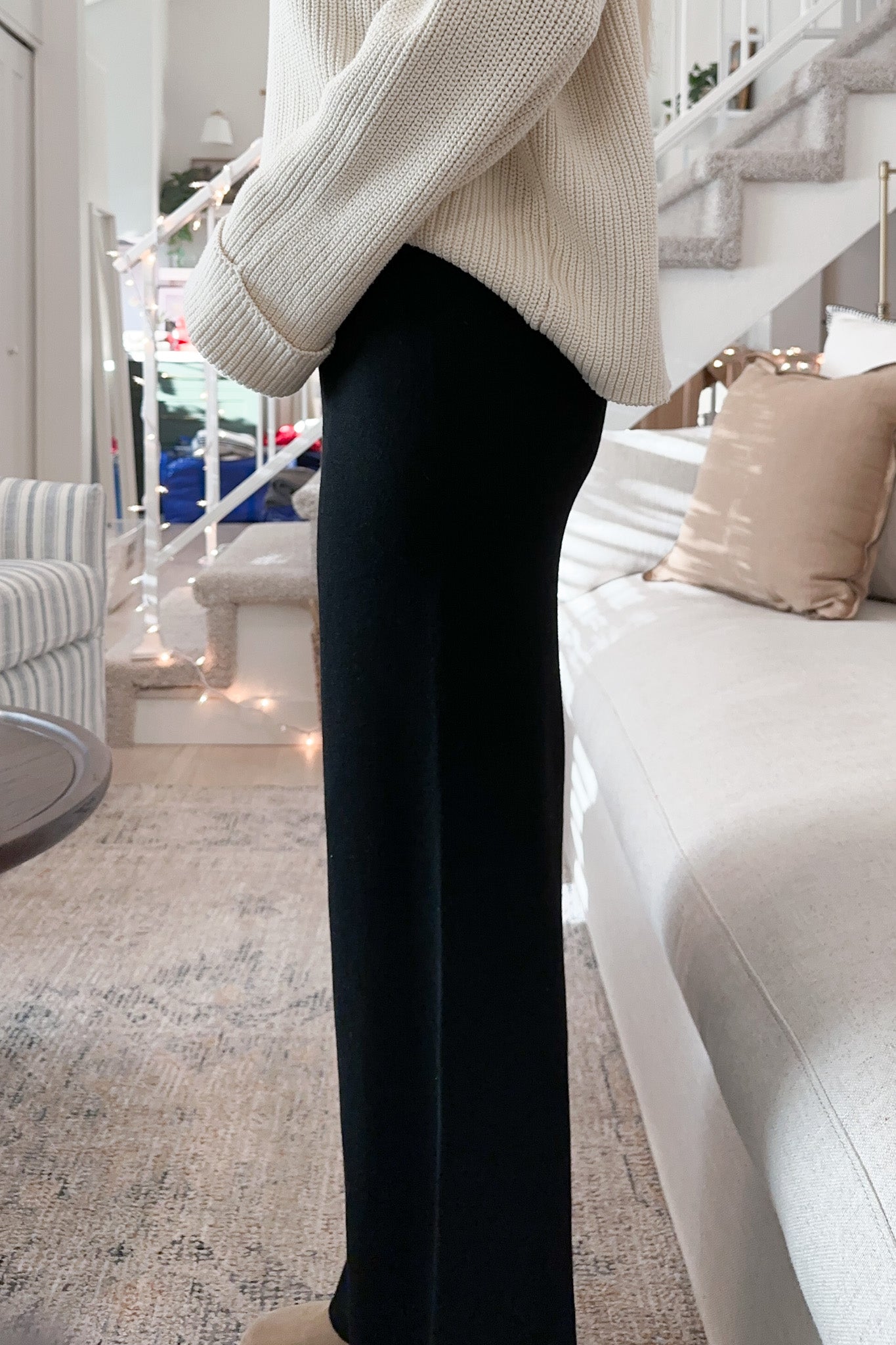 Dunes Straight Leg Sweater Pants in Black - Neutral Ground