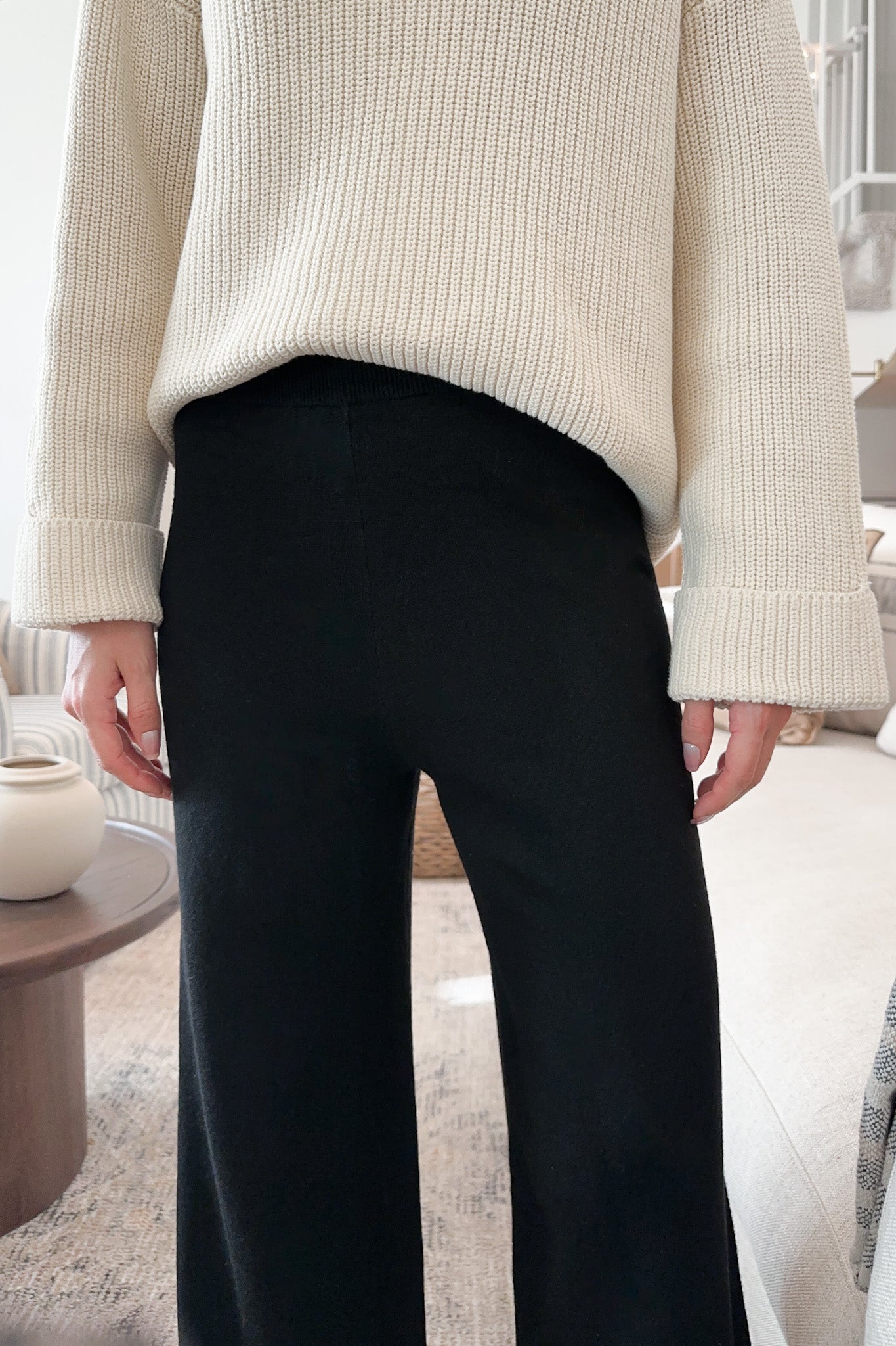 Dunes Straight Leg Sweater Pants in Black - Neutral Ground