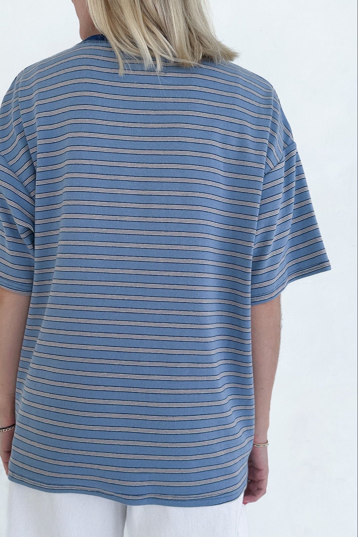 Dylan Blue Striped Cotton Tee - Neutral Ground