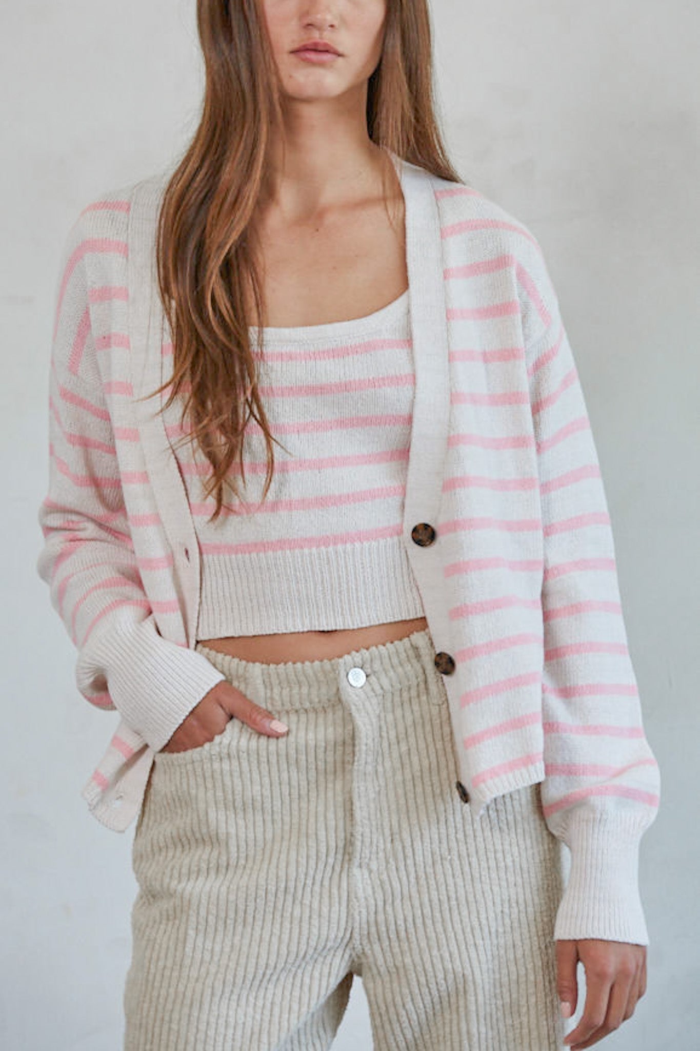 Ella Striped Knit Tank Top - Neutral Ground