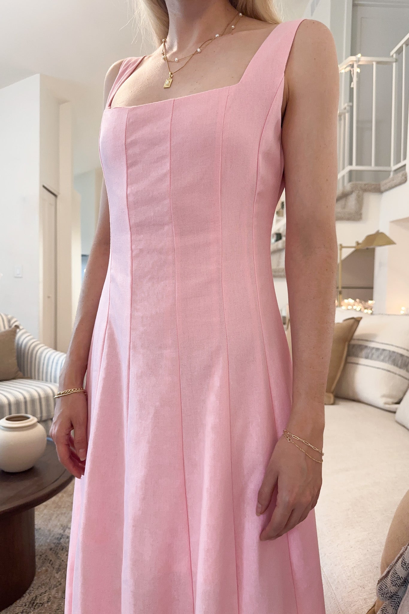 Elle Square Neck Maxi Dress - Neutral Ground