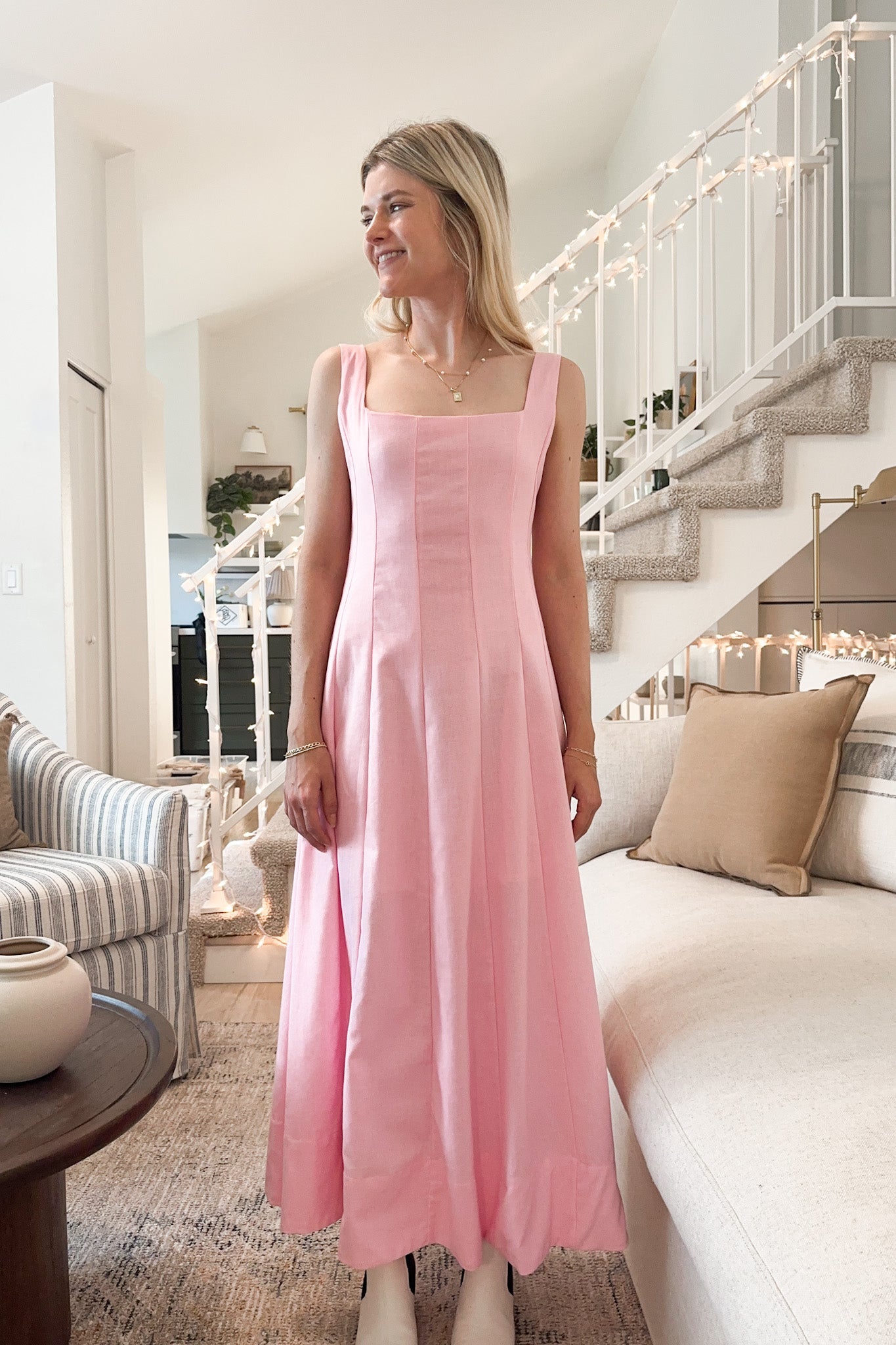 Elle Square Neck Maxi Dress - Neutral Ground