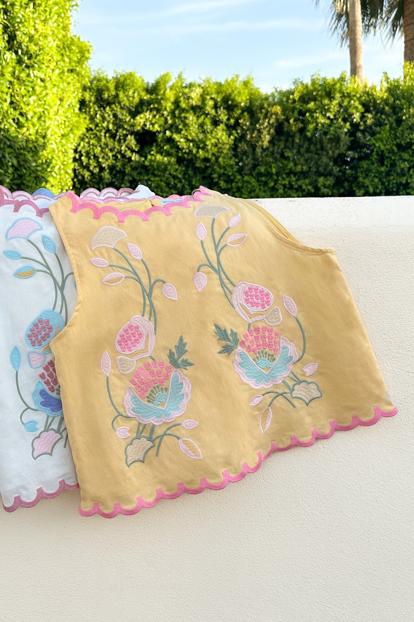 Eloise Sleeveless Floral Embroidered Top in Butter - Neutral Ground