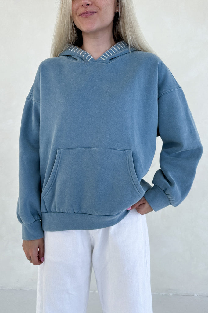 Emma Vintage Washed Embroidered Fleece Hoodie - Neutral Ground