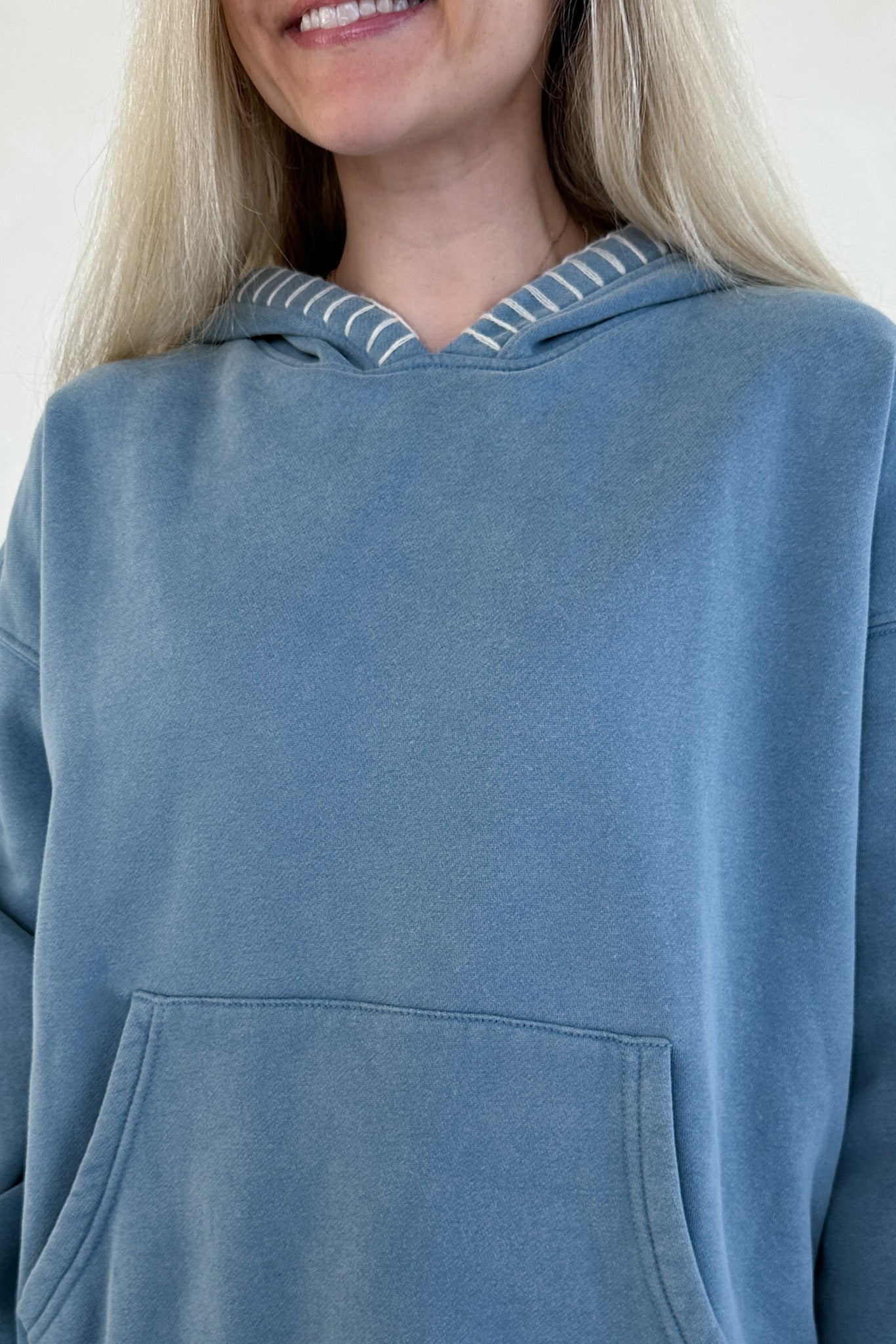 Emma Vintage Washed Embroidered Fleece Hoodie - Neutral Ground