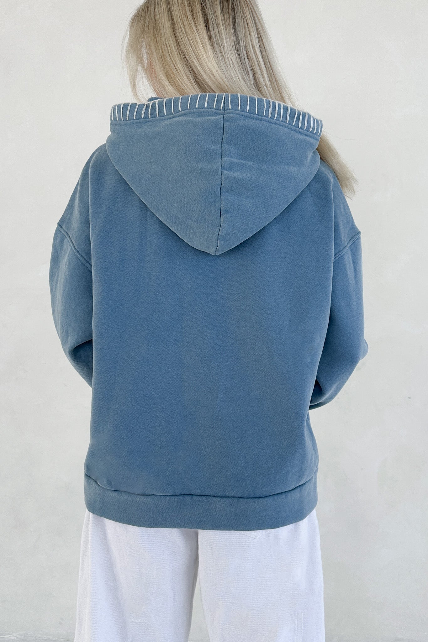 Emma Vintage Washed Embroidered Fleece Hoodie - Neutral Ground