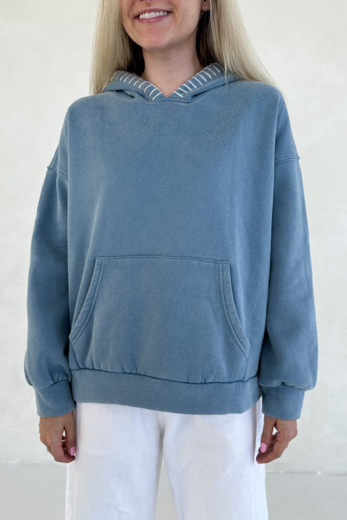 Emma Vintage Washed Embroidered Fleece Hoodie - Neutral Ground