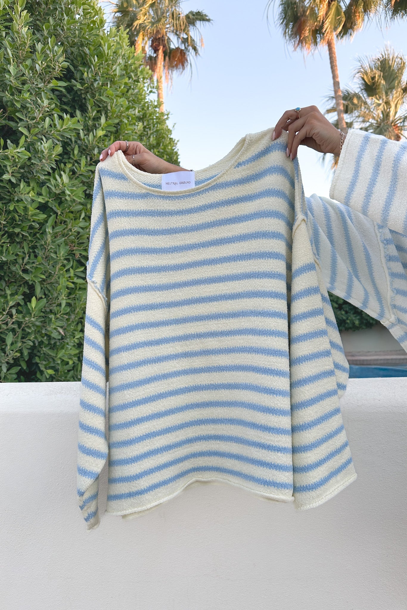 Endless Summer Oversized Sweater in Coastal Blue - Neutral Ground