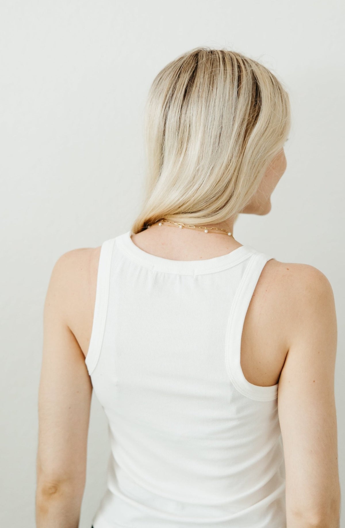 Everly Long Ribbed Knit Tank Top in White - Neutral Ground