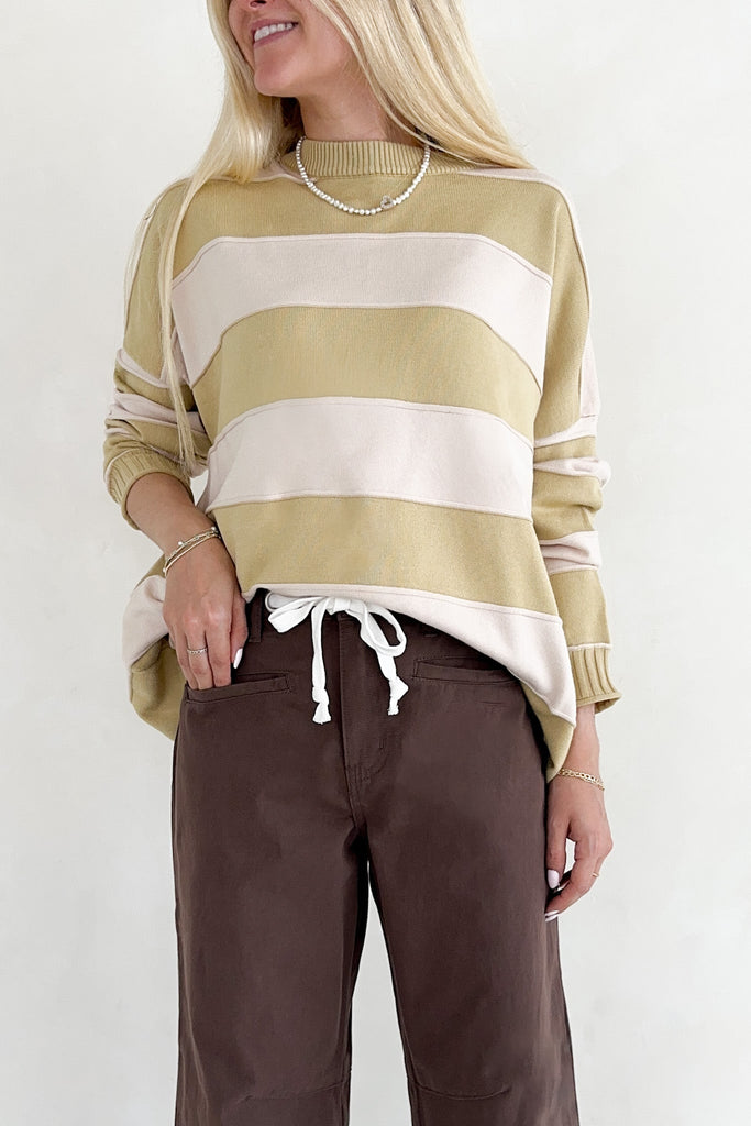 Evermore Striped Pullover Sweater in Mustard - Neutral Ground