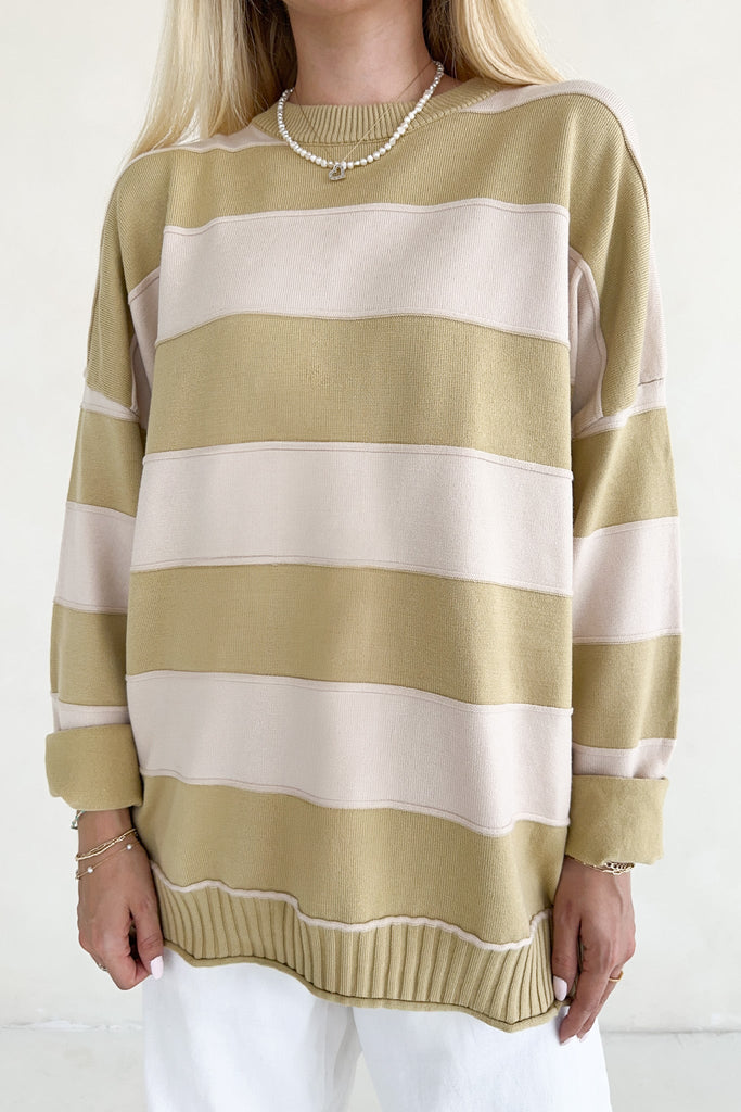 Evermore Striped Pullover Sweater in Mustard - Neutral Ground