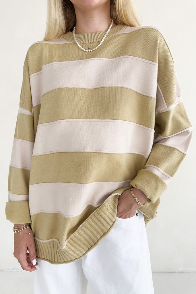 Evermore Striped Pullover Sweater in Mustard - Neutral Ground