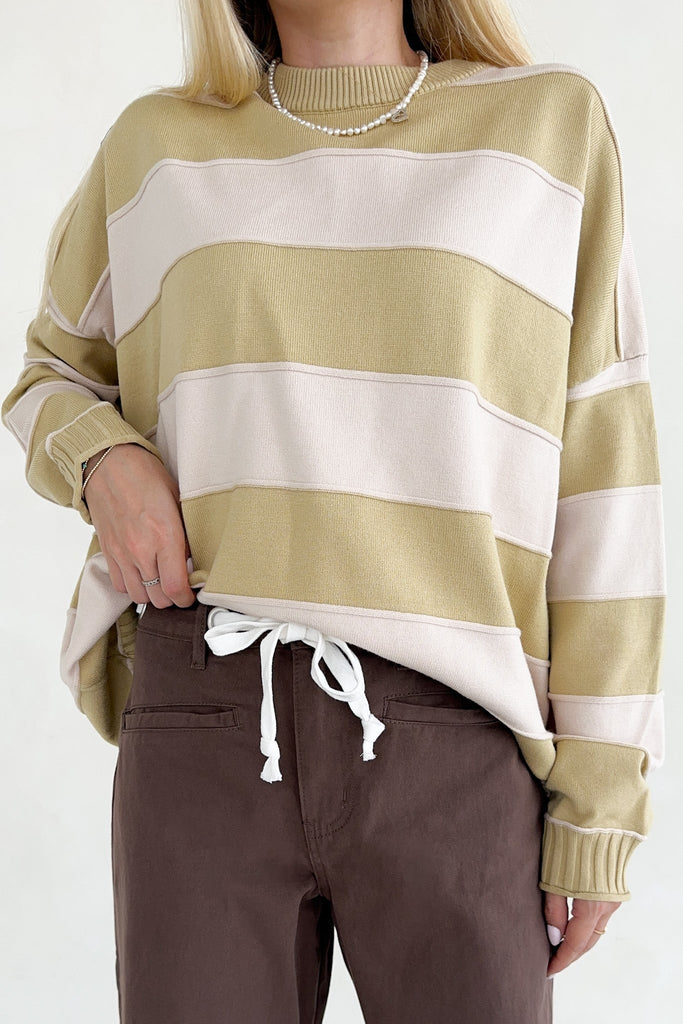Evermore Striped Pullover Sweater in Mustard - Neutral Ground