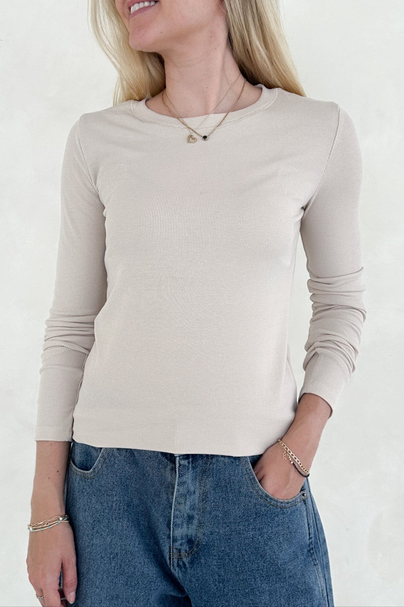 Everyday Layering Top in Oatmeal - Neutral Ground