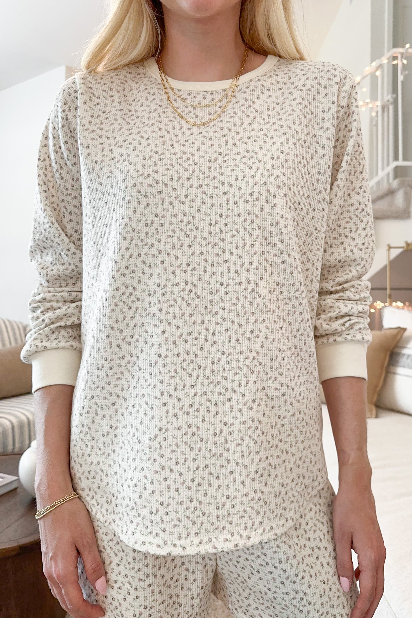 Everything's Rosy Ditsy Floral Top - Neutral Ground