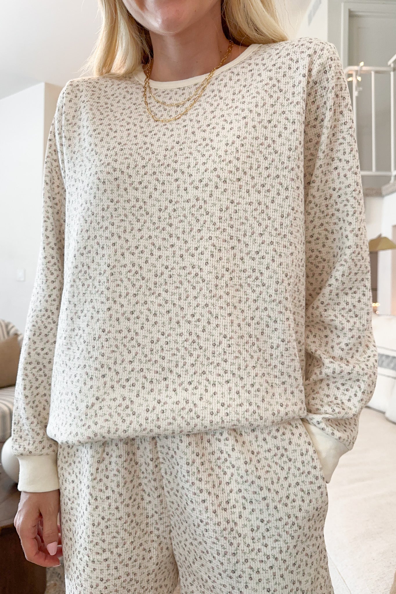 Everything's Rosy Ditsy Floral Top - Neutral Ground