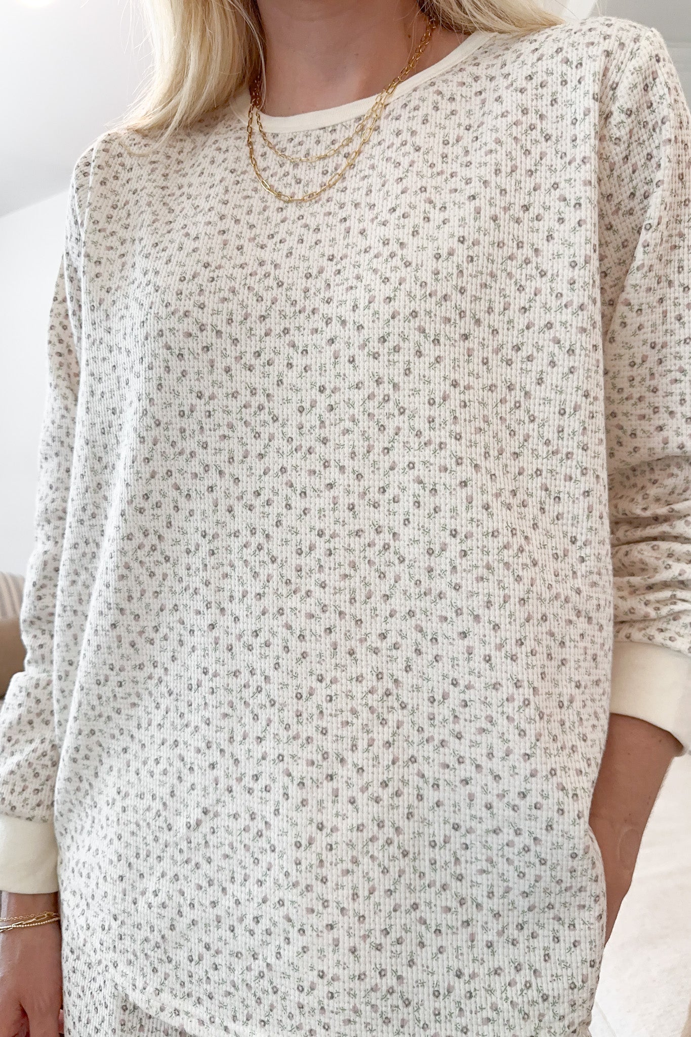 Everything's Rosy Ditsy Floral Top - Neutral Ground